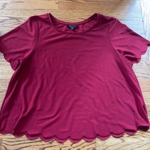 Red scalloped top shop t shirt